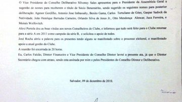Imagem Exclusivo: confira documento que oposição do Vitória afirma não existir