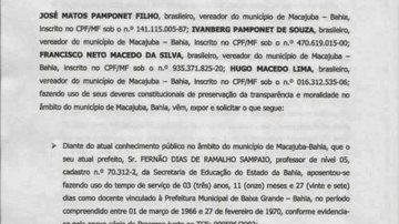 Imagem Prefeito de Macajuba é acusado de fraudar documentos para aposentadoria