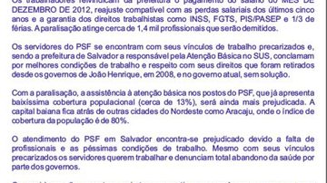 Imagem Saúde: servidores do PSF cruzam os braços na segunda-feira (25)