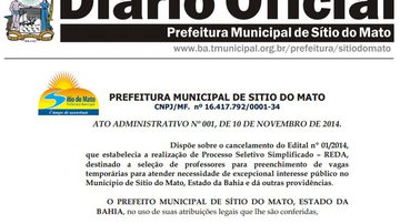 Imagem Prefeitura de Sítio do Mato cancela processo seletivo após irregularidades